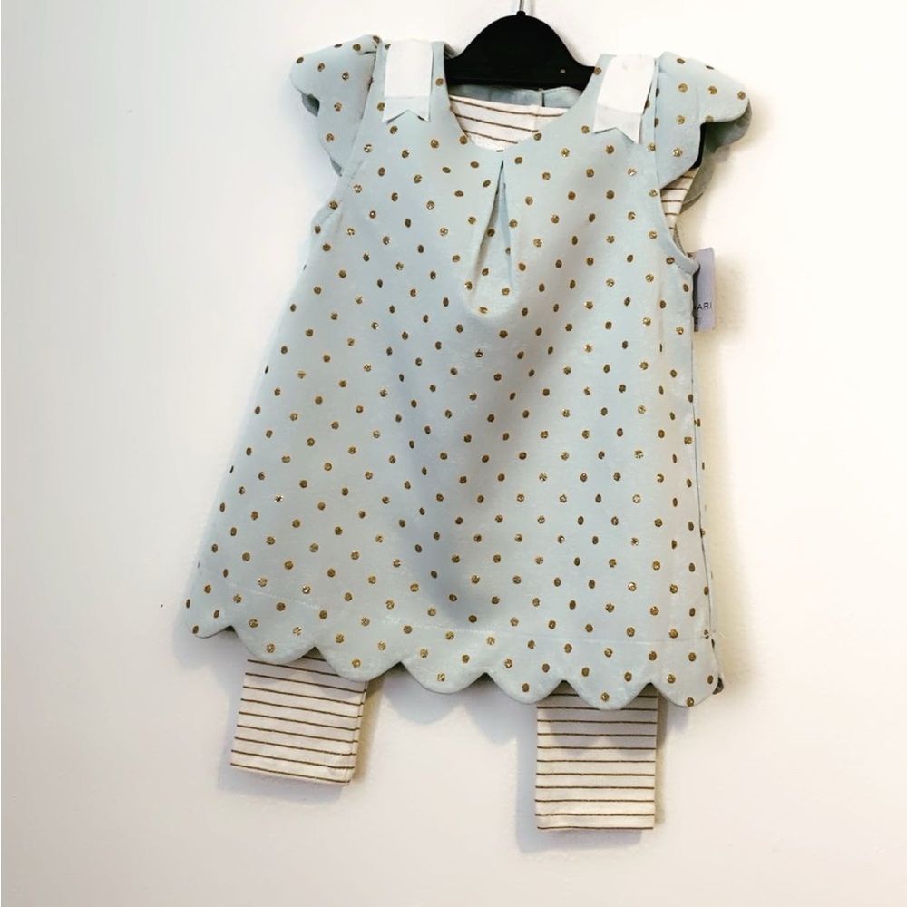 White and Gold Ruffled Tiered A-line Dress
